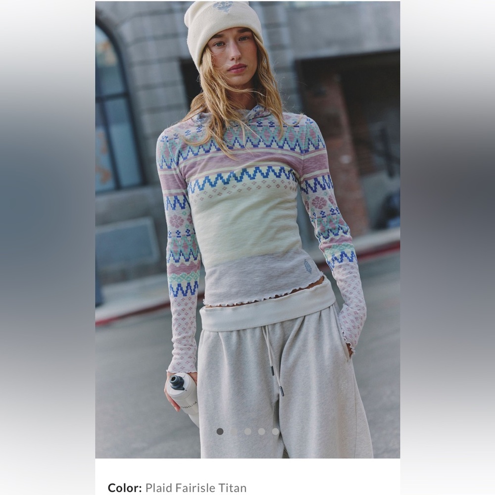 FP Movement by Free People Breathe Easy Printed Layer Plaid Fairisle Titan
